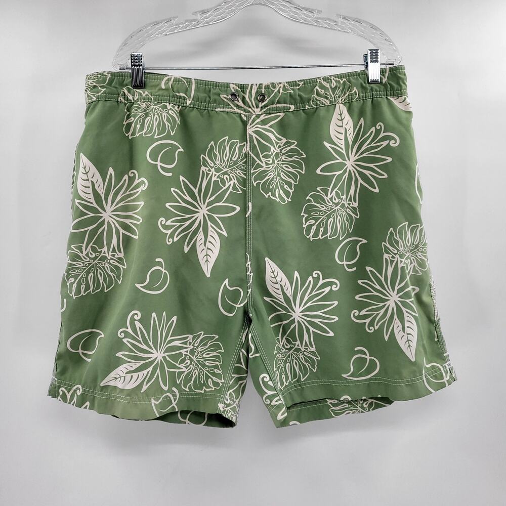 Vintage Steve & Barry's Men's Size XL Green Tropical Leaf Print Board Shorts
